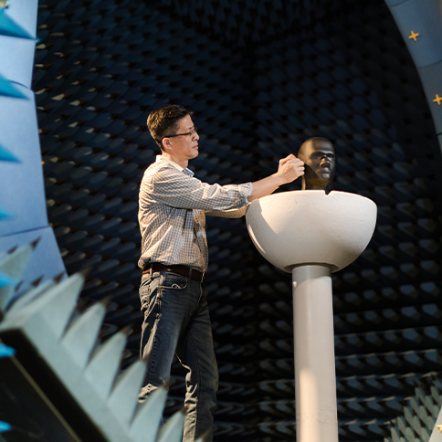 Male working in sound booth