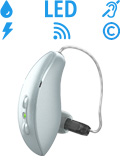 a RIC hearing aid that is waterproof, rechargeable, has an indicator light, is wireless, has a telecoil, and is CROS compatible
